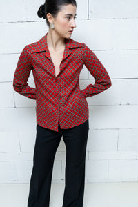 Fitted Wool Blend Top Red