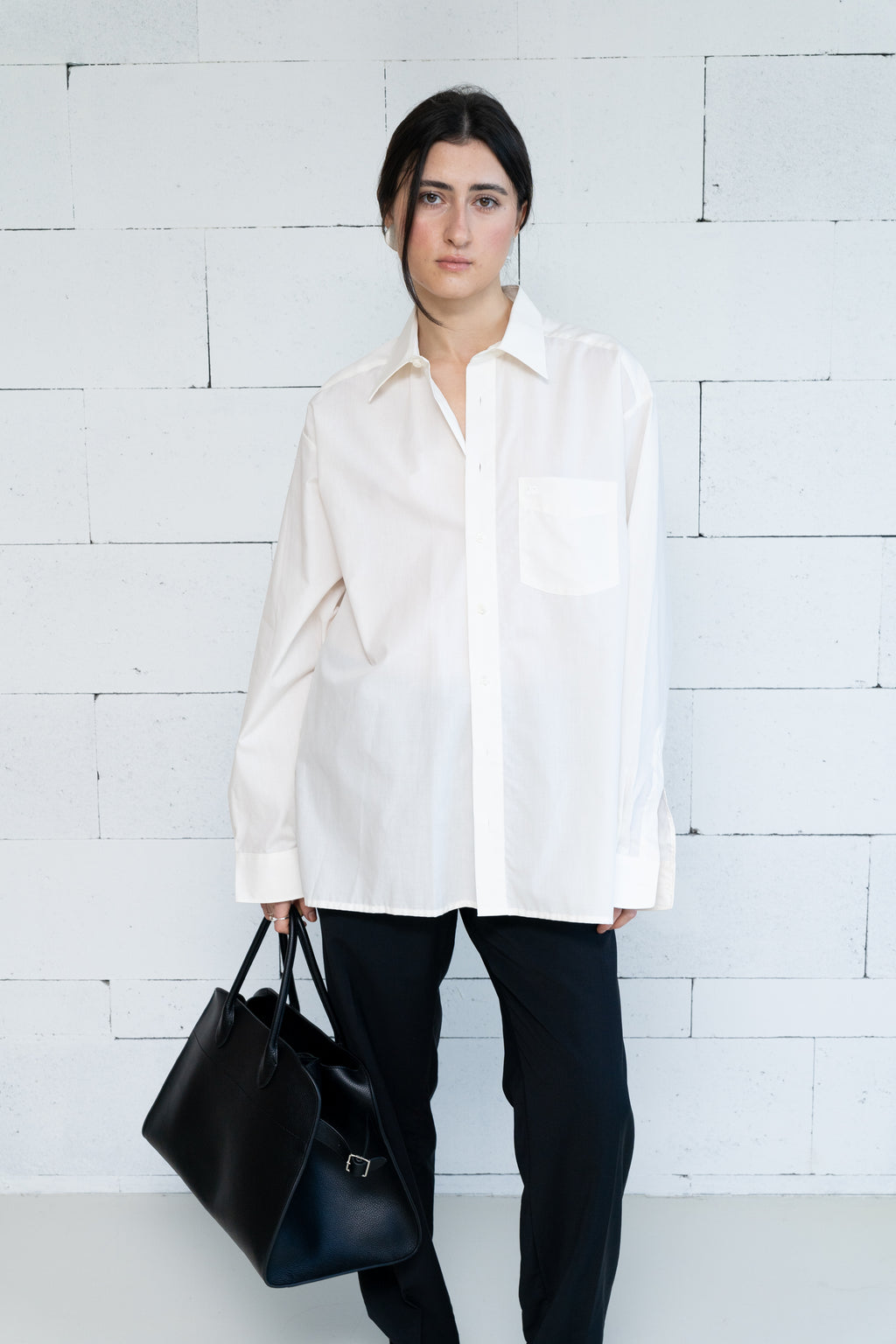 Relaxed Cotton Button-Up Ivory