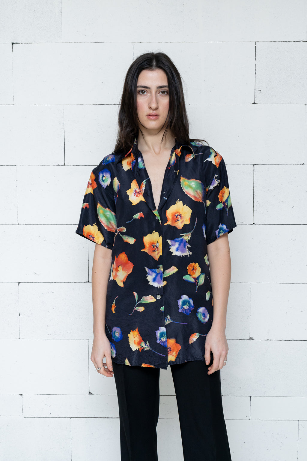 Relaxed Floral Silk Blouse