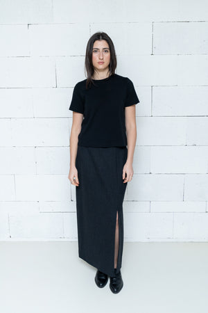 Wool Blend Maxi Skirt Charcoal