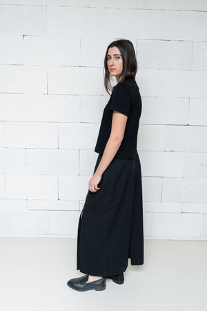 Wool Blend Maxi Skirt Charcoal