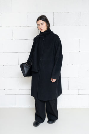 Scarf Cashmere Blend Coat Black