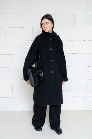 Scarf Cashmere Blend Coat Black