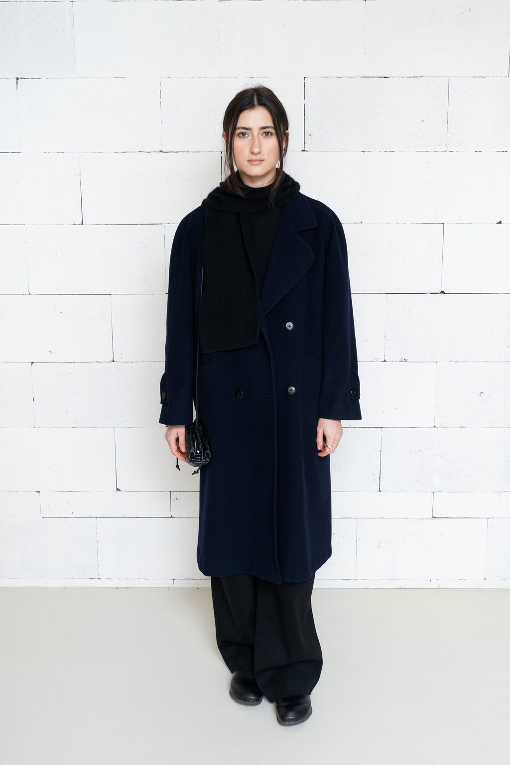 Double-Breasted Cashmere Blend Coat Dark Navy