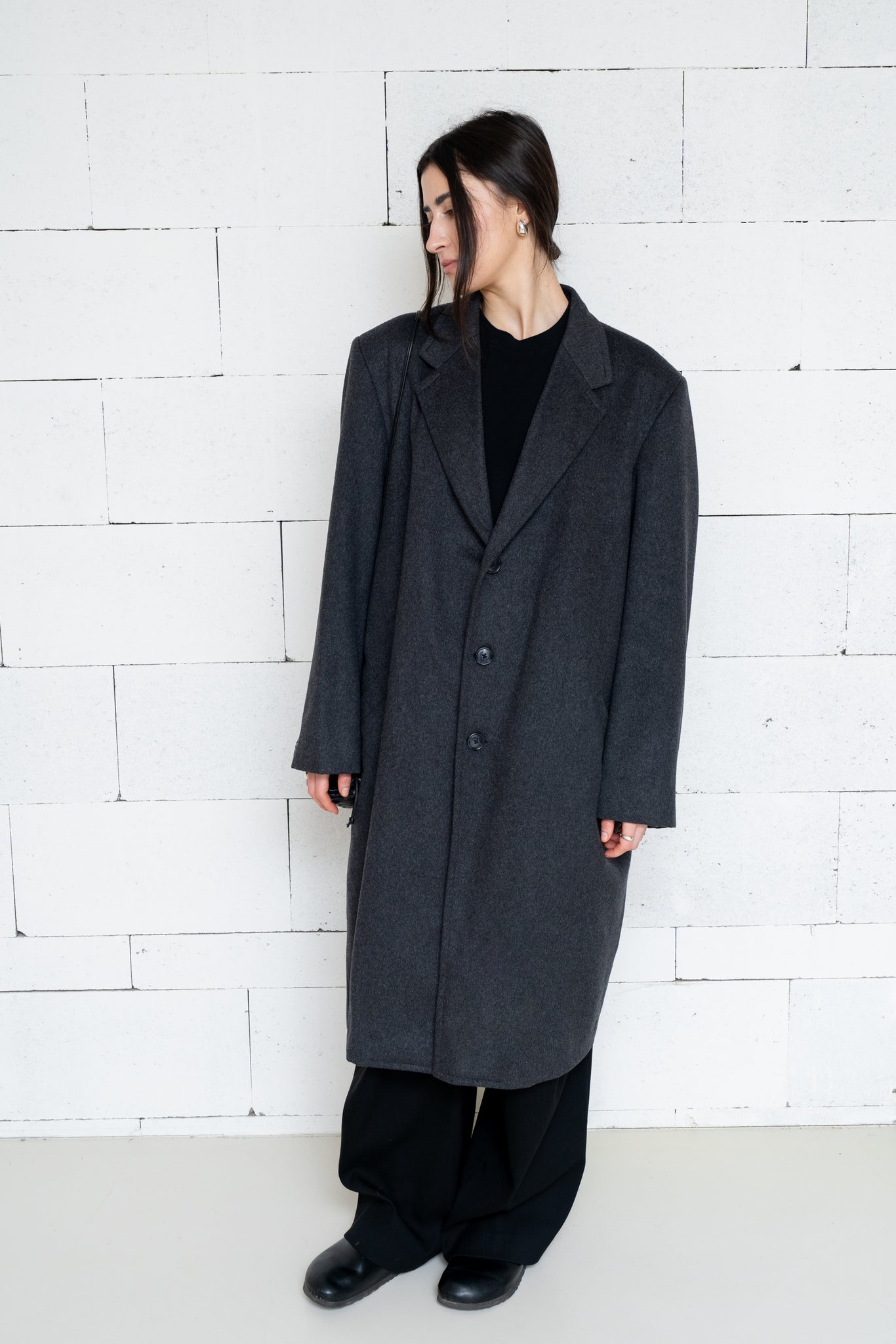 Armani Cashmere Blend Coat Charcoal