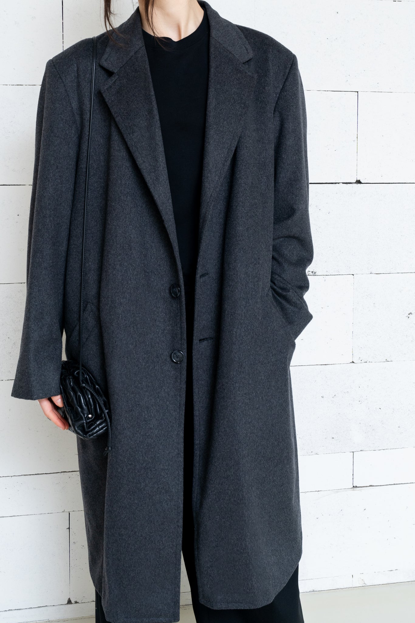 Armani Cashmere Blend Coat Charcoal