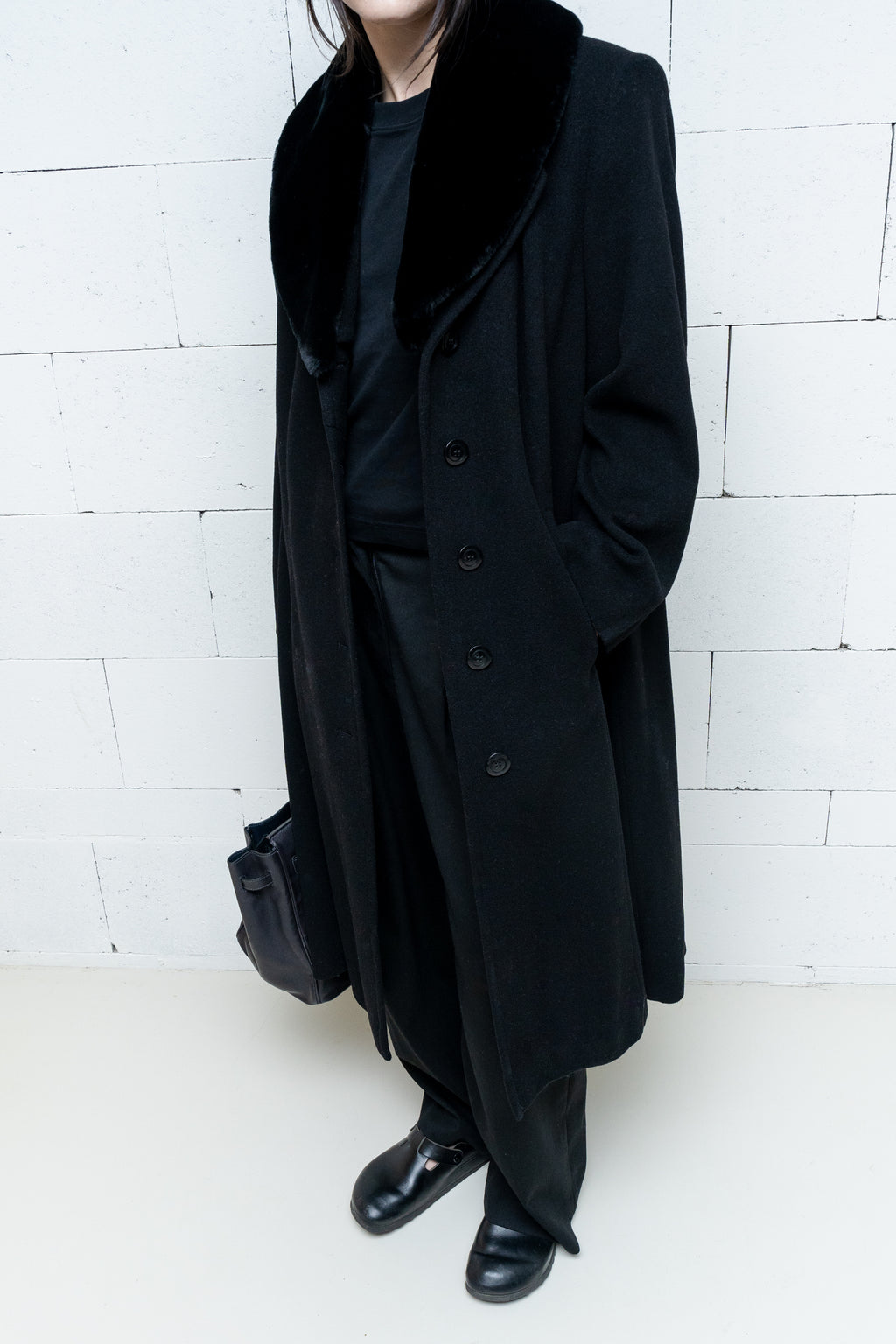 Detachable Faux-Fur Coat Black