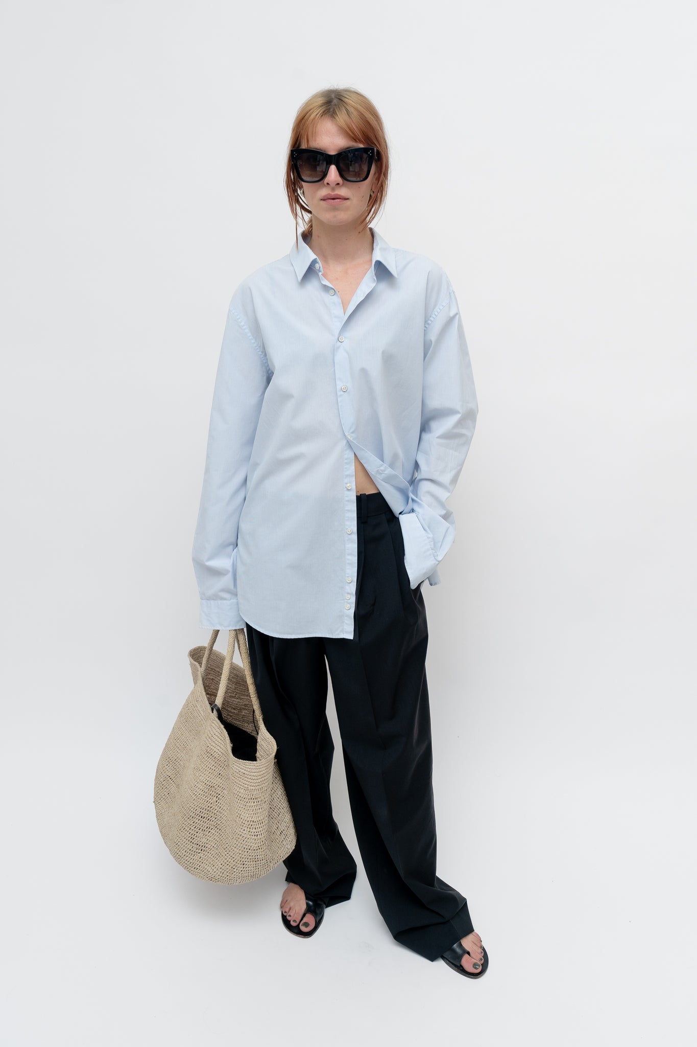 Relaxed Cotton Shirt Blue Stripe