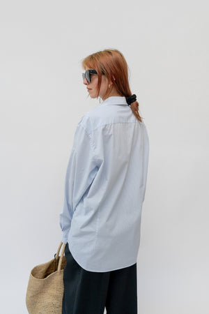 Relaxed Cotton Shirt Blue Stripe