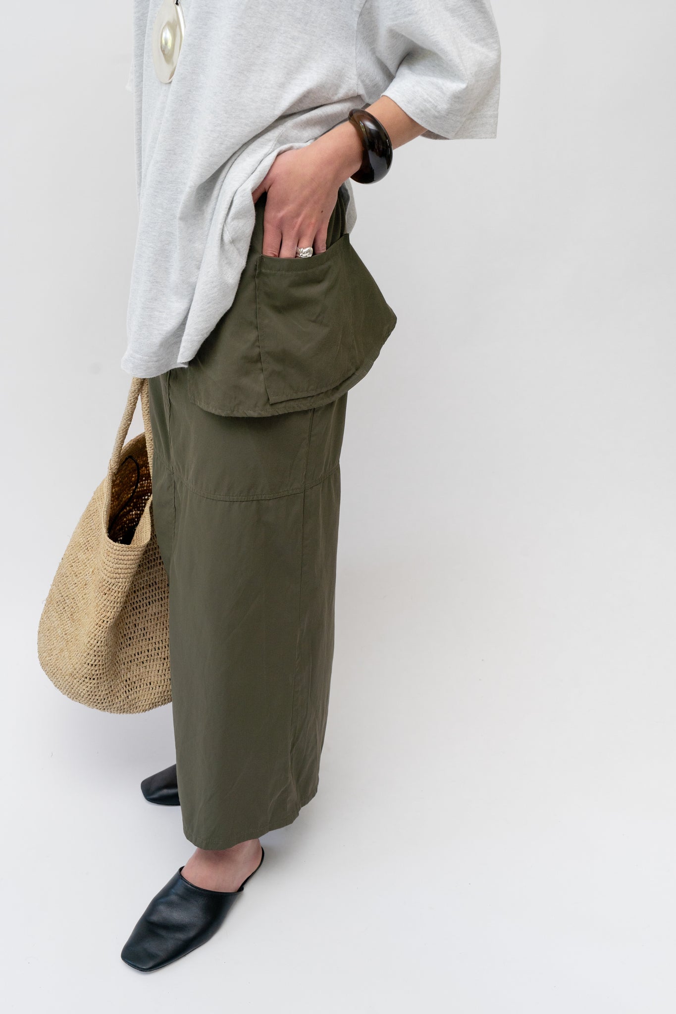 Cargo Maxi Skirt Khaki