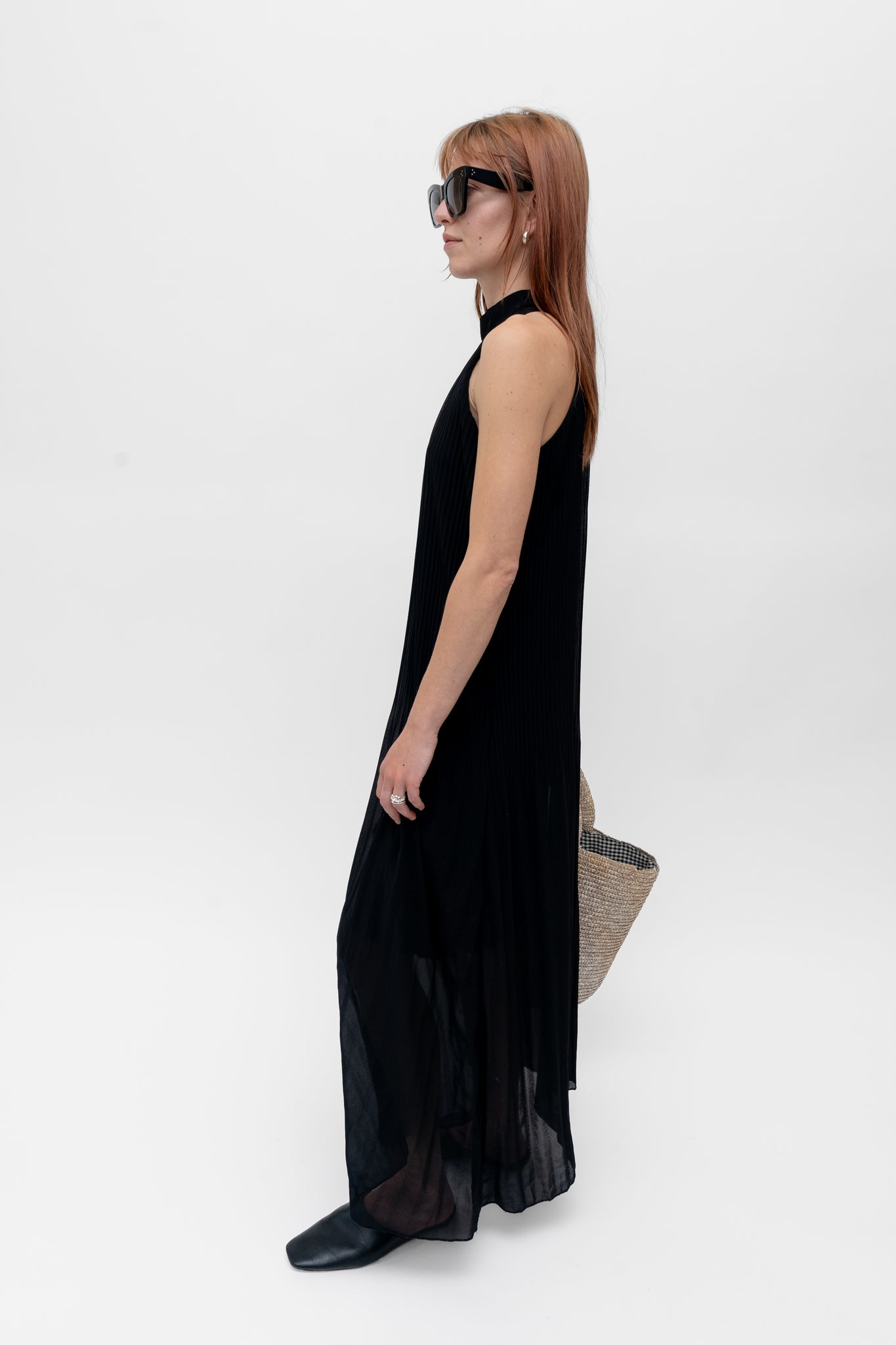 Pleated Maxi Dress Black