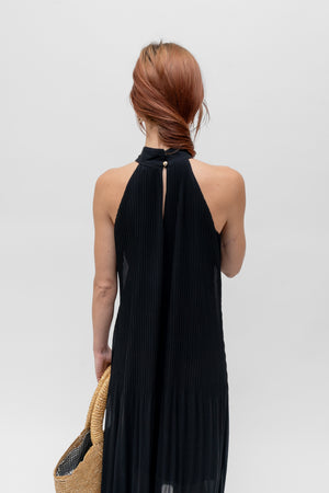 Pleated Maxi Dress Black