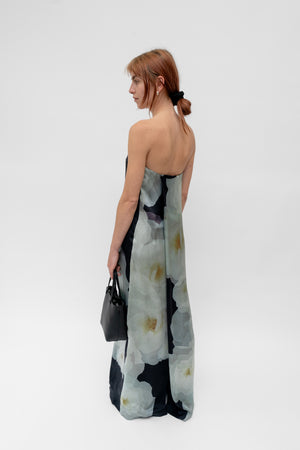 Silk Maxi Dress Black Floral