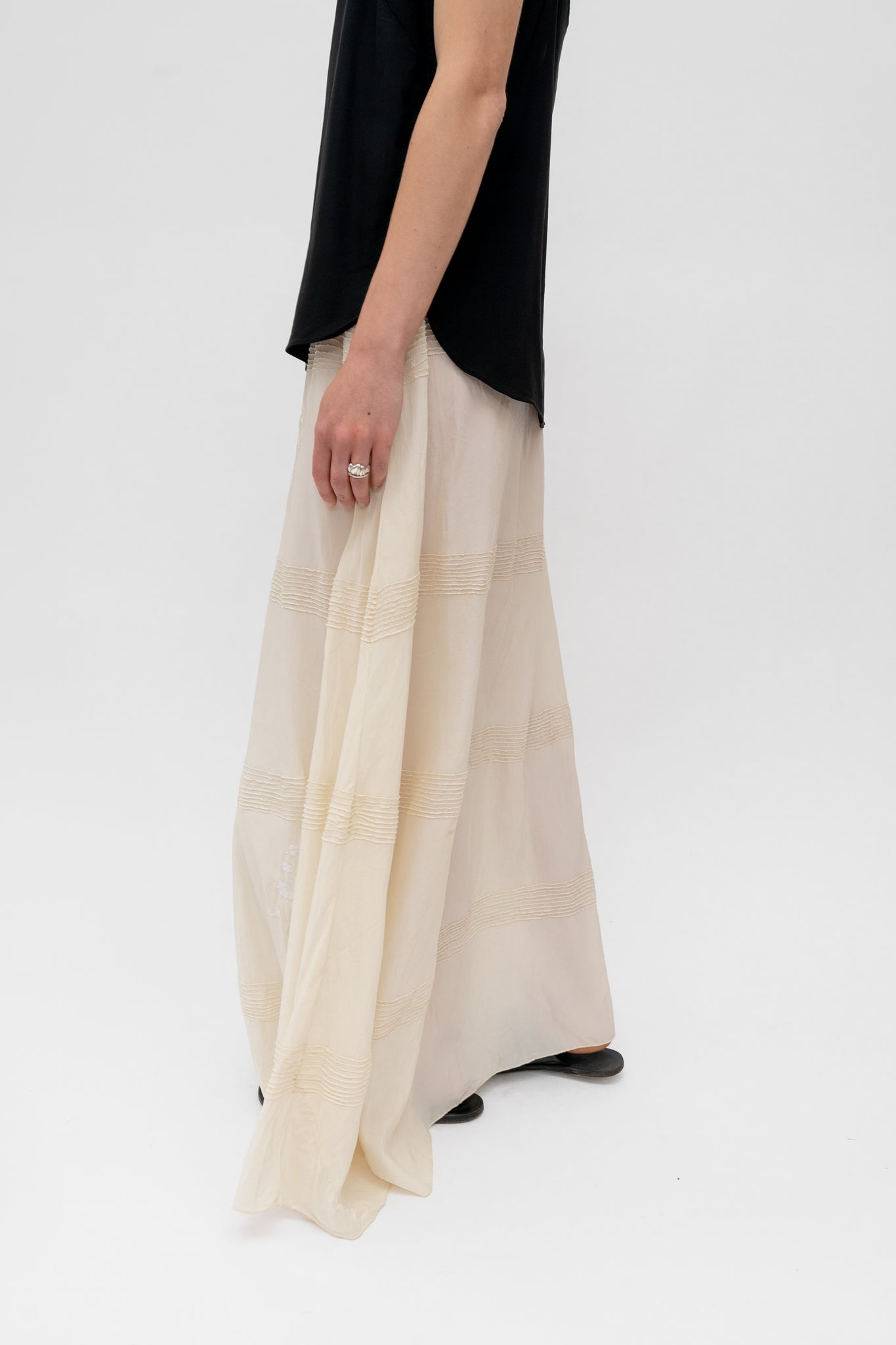 Silk Maxi Skirt Ivory