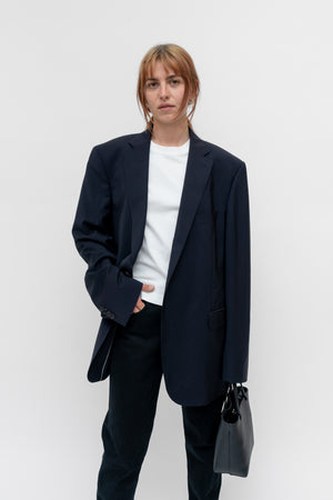 Relaxed Wool Blazer Deep Navy