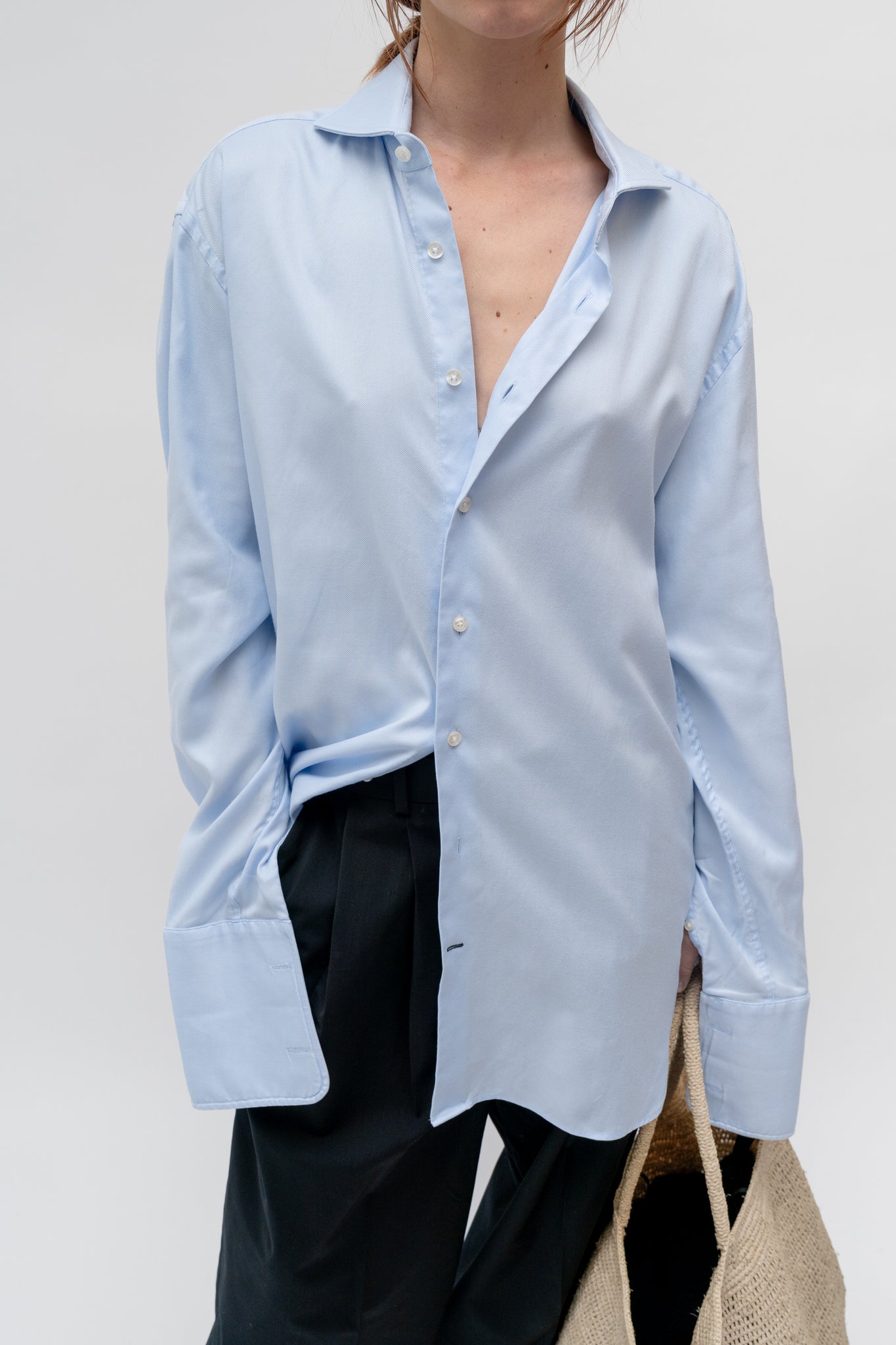 Wide Cuff Shirt Light Blue