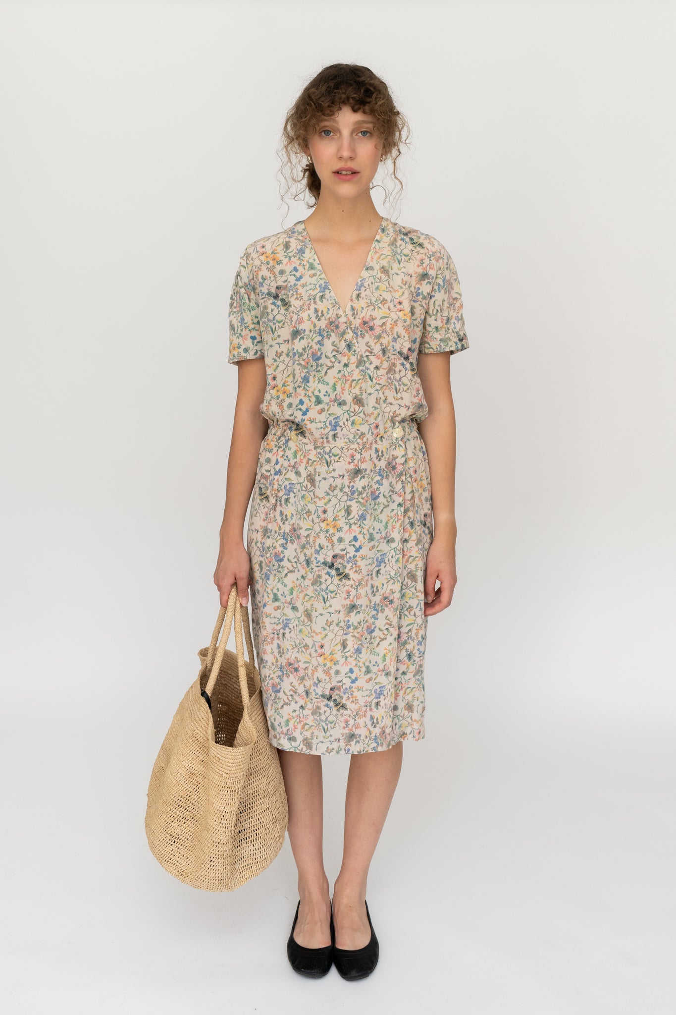 Silk Midi Dress Floral