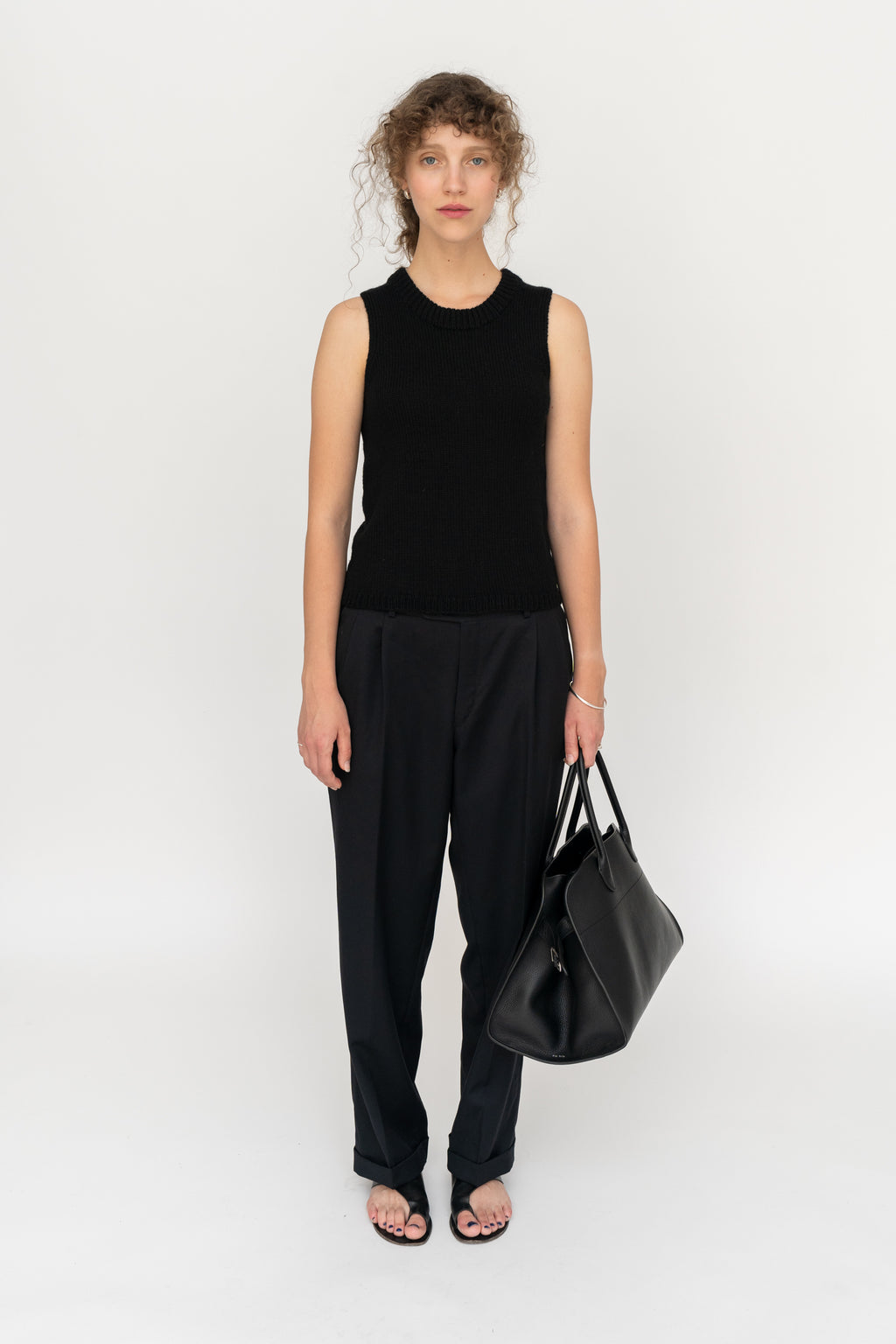 Wool Pleated Pants Black