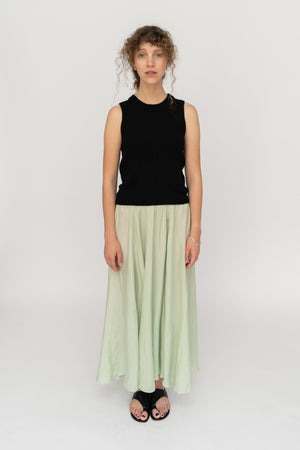 Silk Maxi Skirt Light Green