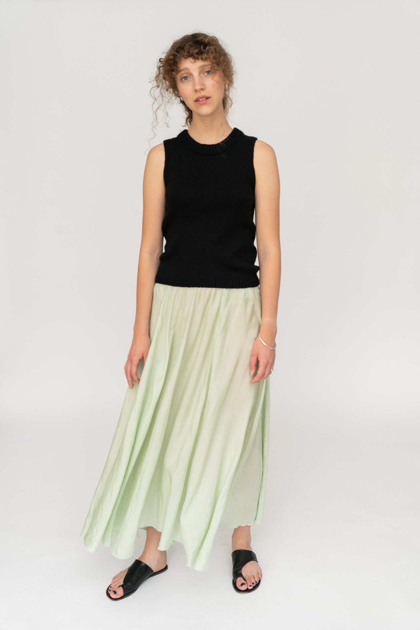 Silk Maxi Skirt Light Green