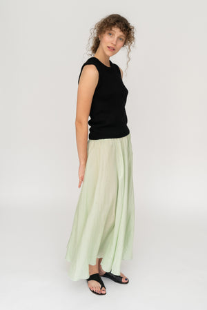 Silk Maxi Skirt Light Green