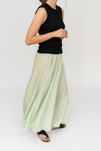 Silk Maxi Skirt Light Green