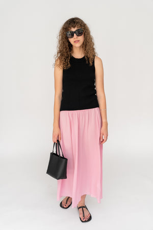 Silk Midi Skirt Bubblegum Pink