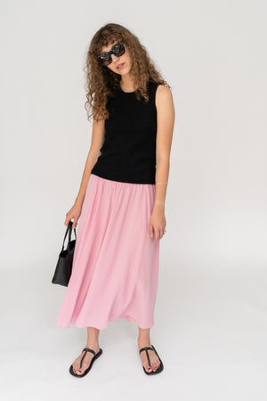 Silk Midi Skirt Bubblegum Pink