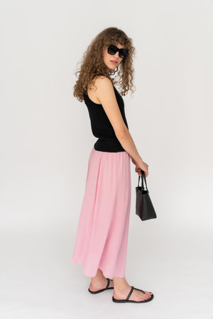 Silk Midi Skirt Bubblegum Pink